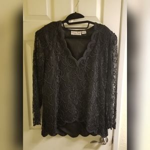 LAURENCE KAZAR Long Sleeve Beaded Shirt